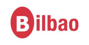 Logo de Bilbao con una "B" en rojo y el nombre "Bilbao" en letras rojas.