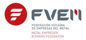 Logotipo de la Federación Vizcaína de Empresas del Metal con texto en español y euskera.
