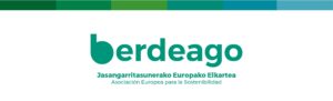 Logotipo de Berdeago, Asociación Europea para la Sostenibilidad, con texto en verde.