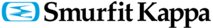 Logotipo con un diseño abstracto en azul y texto en negro a la derecha.