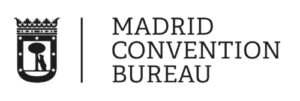 Logotipo del Madrid Convention Bureau con un ícono de una figura dentro de un contenedor.
